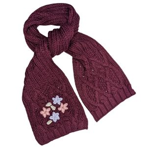 COLLECTION XIIX Floral Chunky Cable Knit Scarf